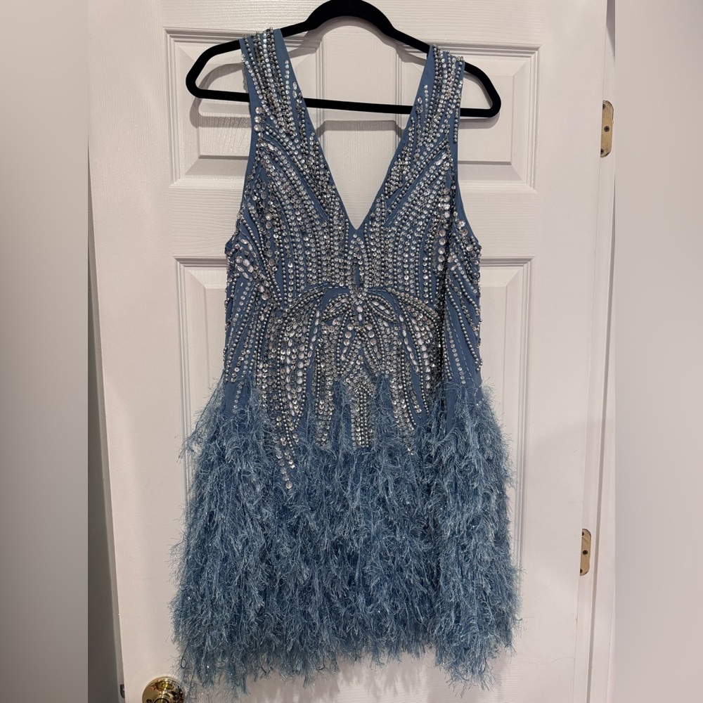 ASOS Blue Beaded Mini Dress
